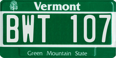VT license plate BWT107