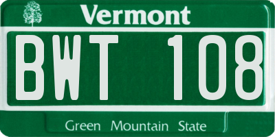 VT license plate BWT108