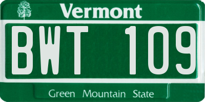 VT license plate BWT109