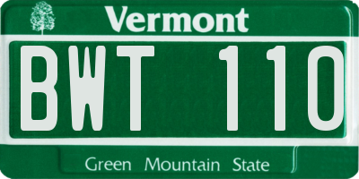VT license plate BWT110
