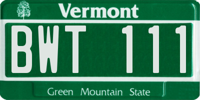 VT license plate BWT111