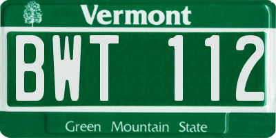 VT license plate BWT112