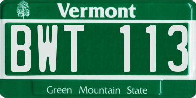 VT license plate BWT113