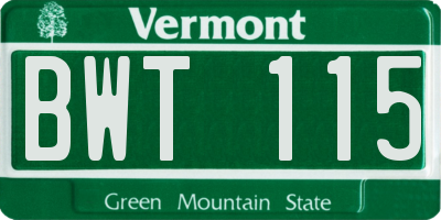 VT license plate BWT115