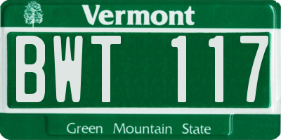 VT license plate BWT117