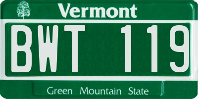 VT license plate BWT119