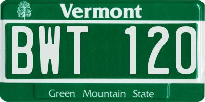 VT license plate BWT120