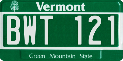 VT license plate BWT121