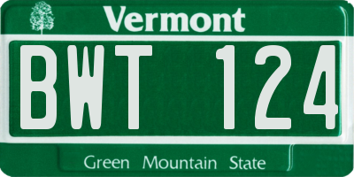 VT license plate BWT124