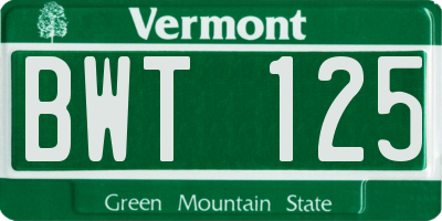 VT license plate BWT125