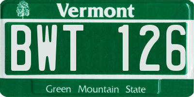 VT license plate BWT126