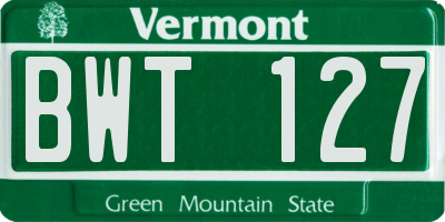 VT license plate BWT127
