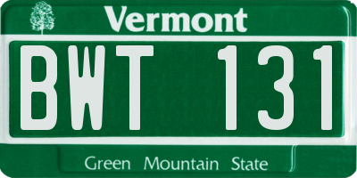 VT license plate BWT131