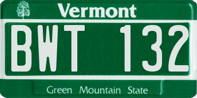 VT license plate BWT132