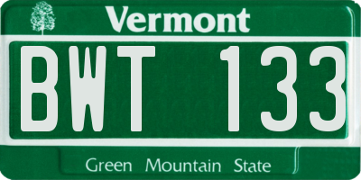 VT license plate BWT133