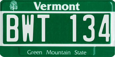 VT license plate BWT134