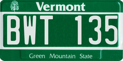 VT license plate BWT135