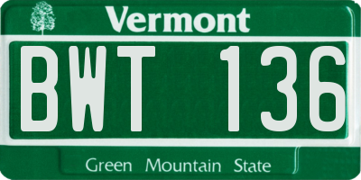 VT license plate BWT136