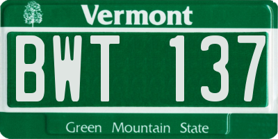 VT license plate BWT137