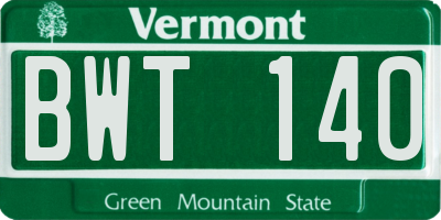 VT license plate BWT140