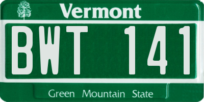 VT license plate BWT141