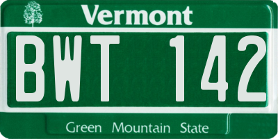 VT license plate BWT142