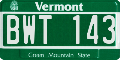 VT license plate BWT143