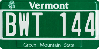 VT license plate BWT144