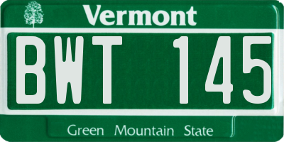 VT license plate BWT145