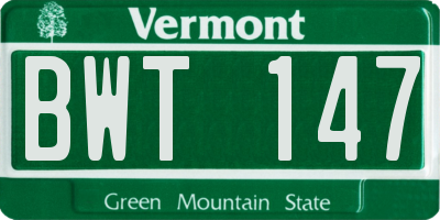 VT license plate BWT147