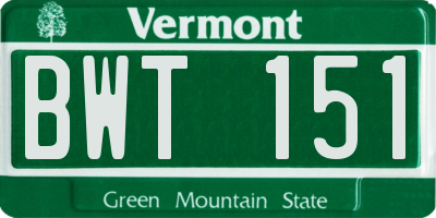 VT license plate BWT151