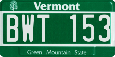 VT license plate BWT153