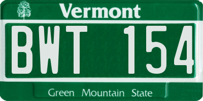 VT license plate BWT154