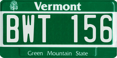 VT license plate BWT156