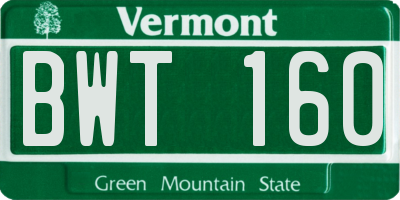 VT license plate BWT160