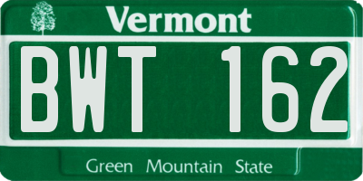 VT license plate BWT162