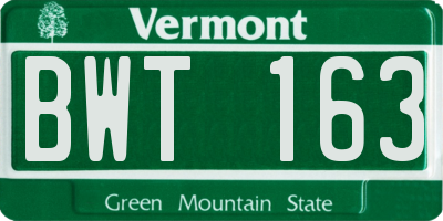 VT license plate BWT163