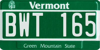 VT license plate BWT165