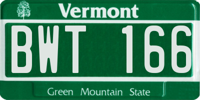 VT license plate BWT166