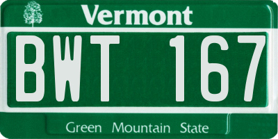 VT license plate BWT167