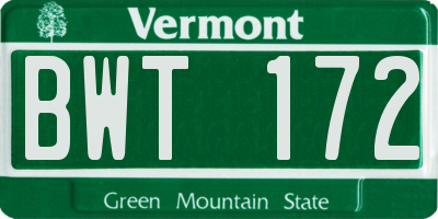 VT license plate BWT172