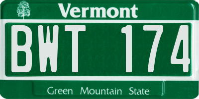 VT license plate BWT174