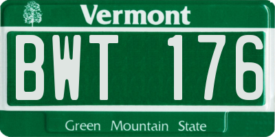 VT license plate BWT176