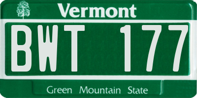 VT license plate BWT177