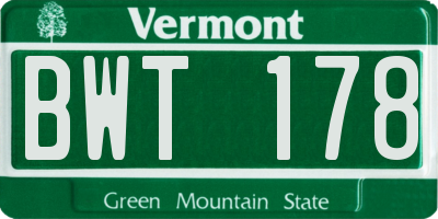 VT license plate BWT178