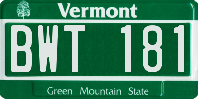 VT license plate BWT181