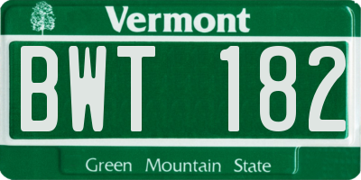 VT license plate BWT182