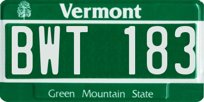 VT license plate BWT183
