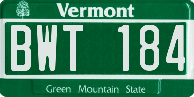 VT license plate BWT184