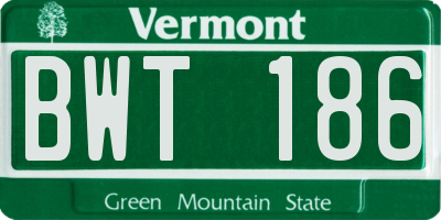 VT license plate BWT186